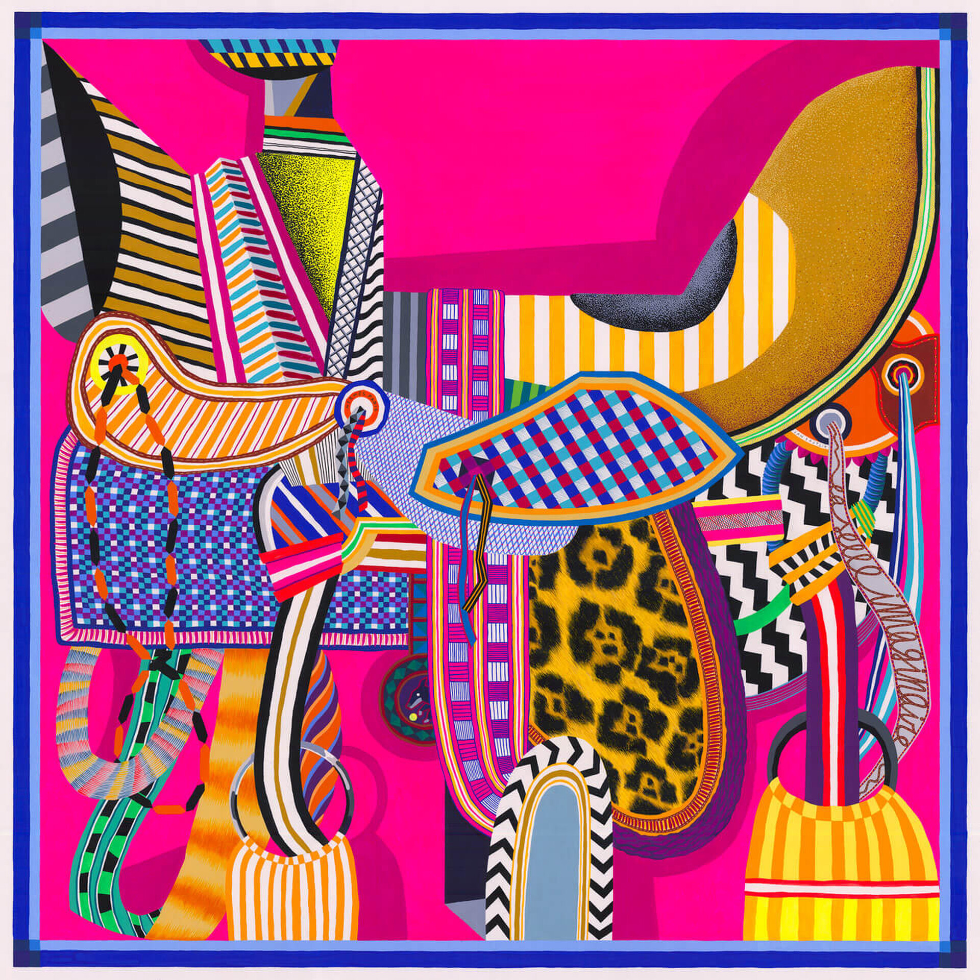 “La Selle Imaginaire”, silk scarf, 90 x 90 cm
