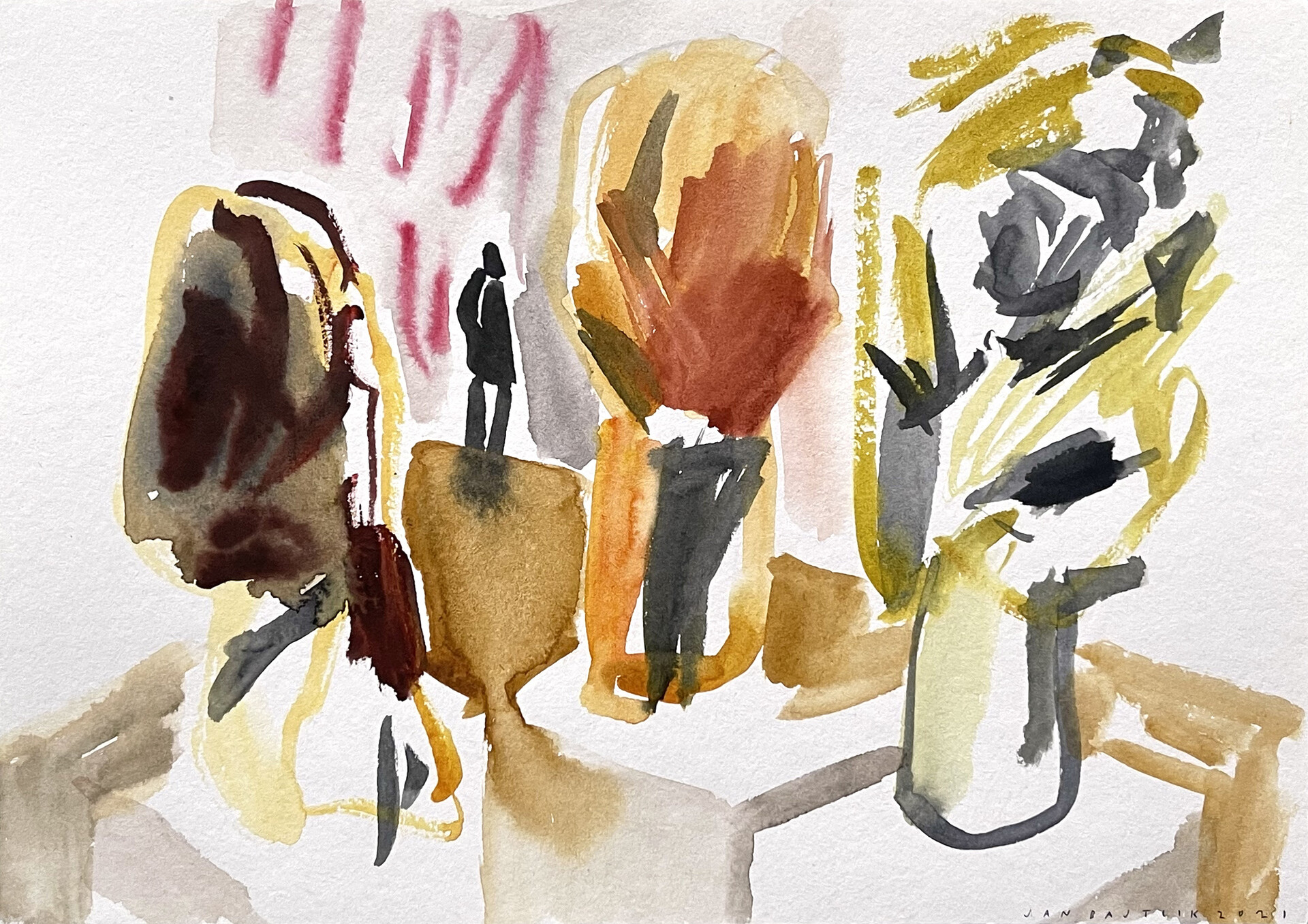 “Dresden Frauen” inspired by Georg Baselitz work, presented on the Centre Pompidou exhibition “Baselitz - La rétrospective”, 21 x 29, 5 cm, watercolour on paper, 2021