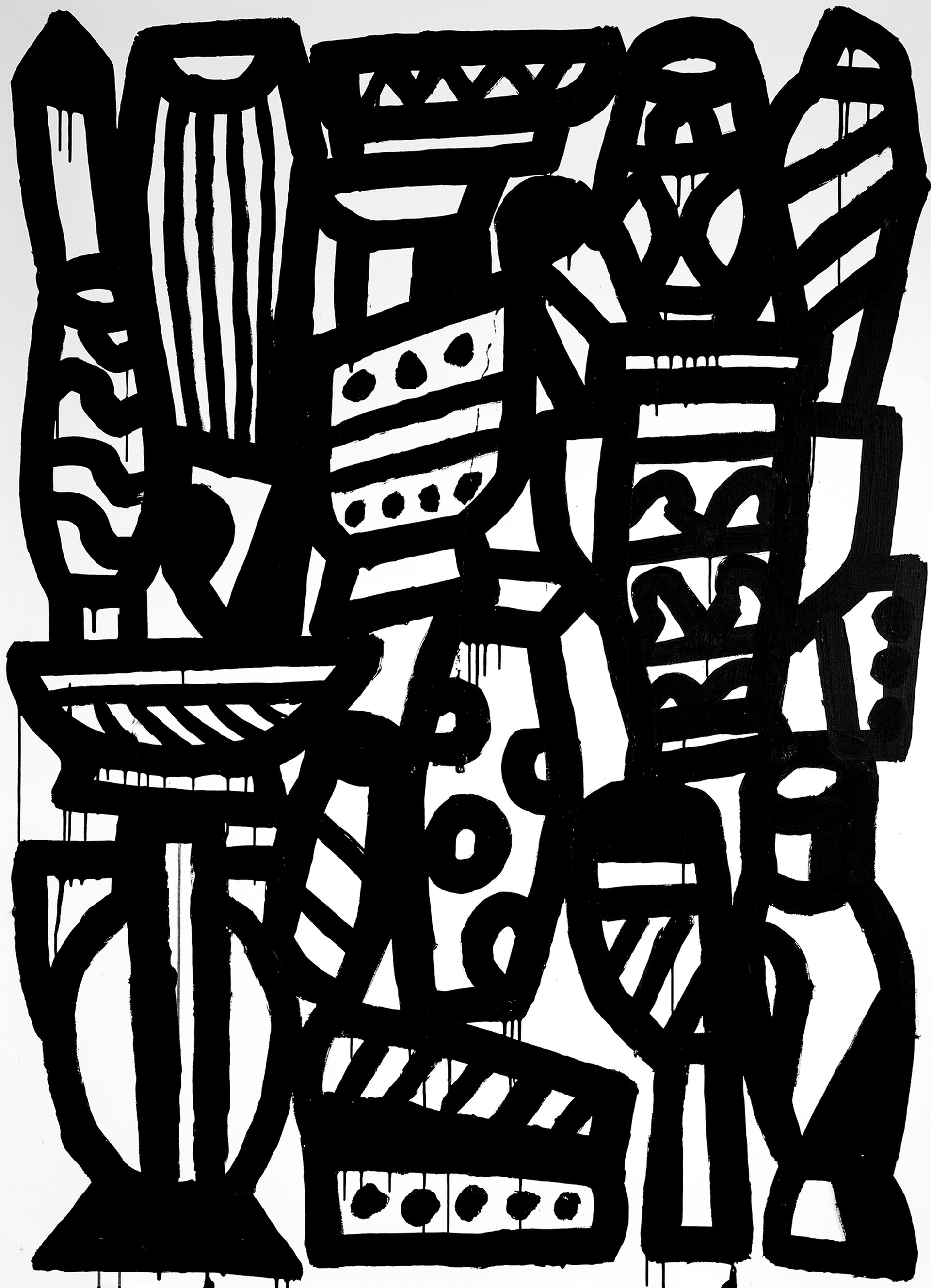 Amphoras”, series of black and white paintings, 180 x 130 cm, acrylic paint on canvas, 2020
