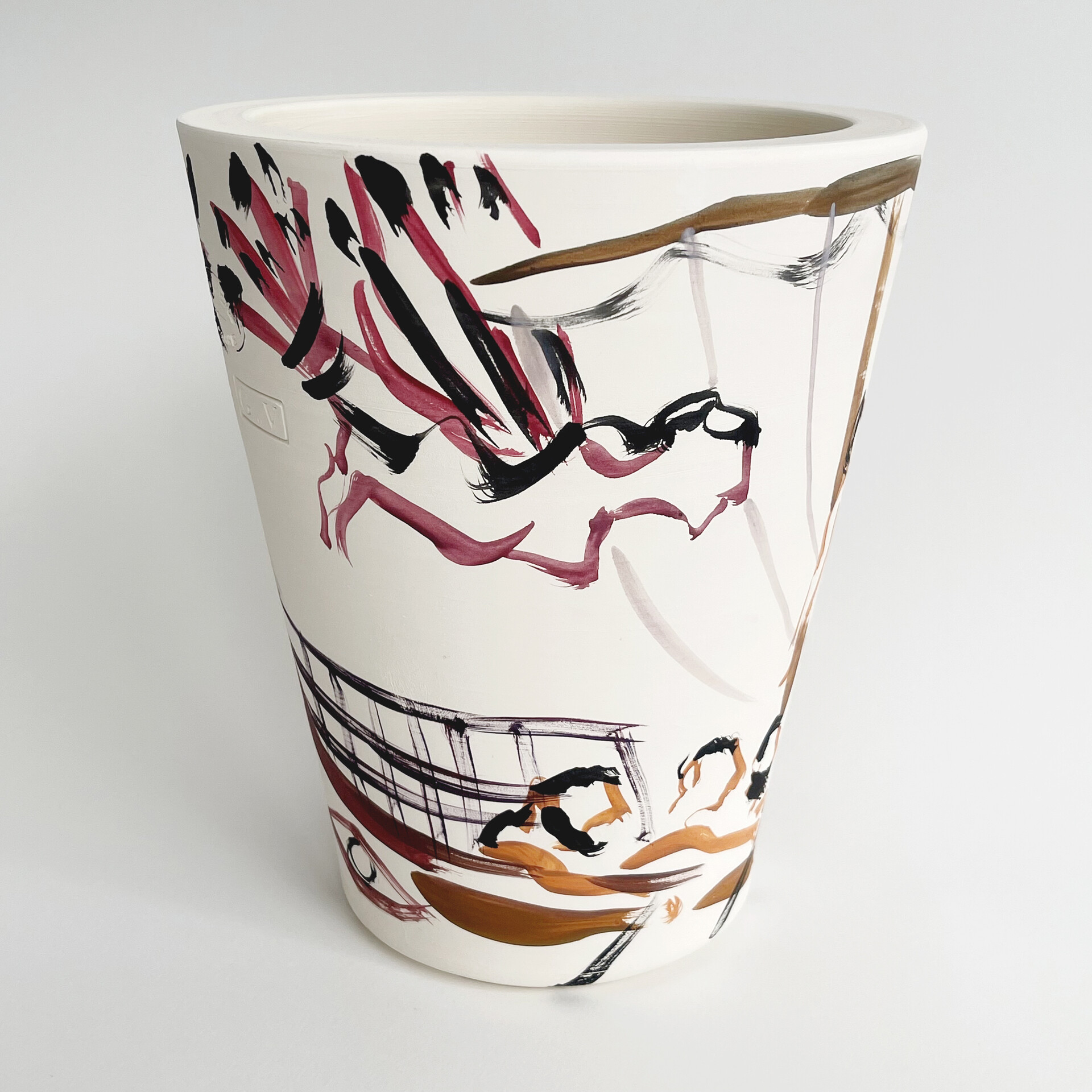“Odysseus and Sirens”, 2021, oil paint on ceramics, 19,5 x 18, 5 cm