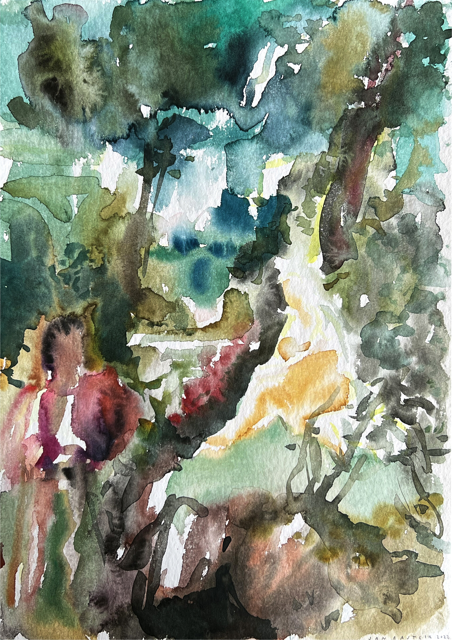 „The Tempest” inspired by the work of Giorgione, 21 x 29,5 cm watercolours on paper, 2022