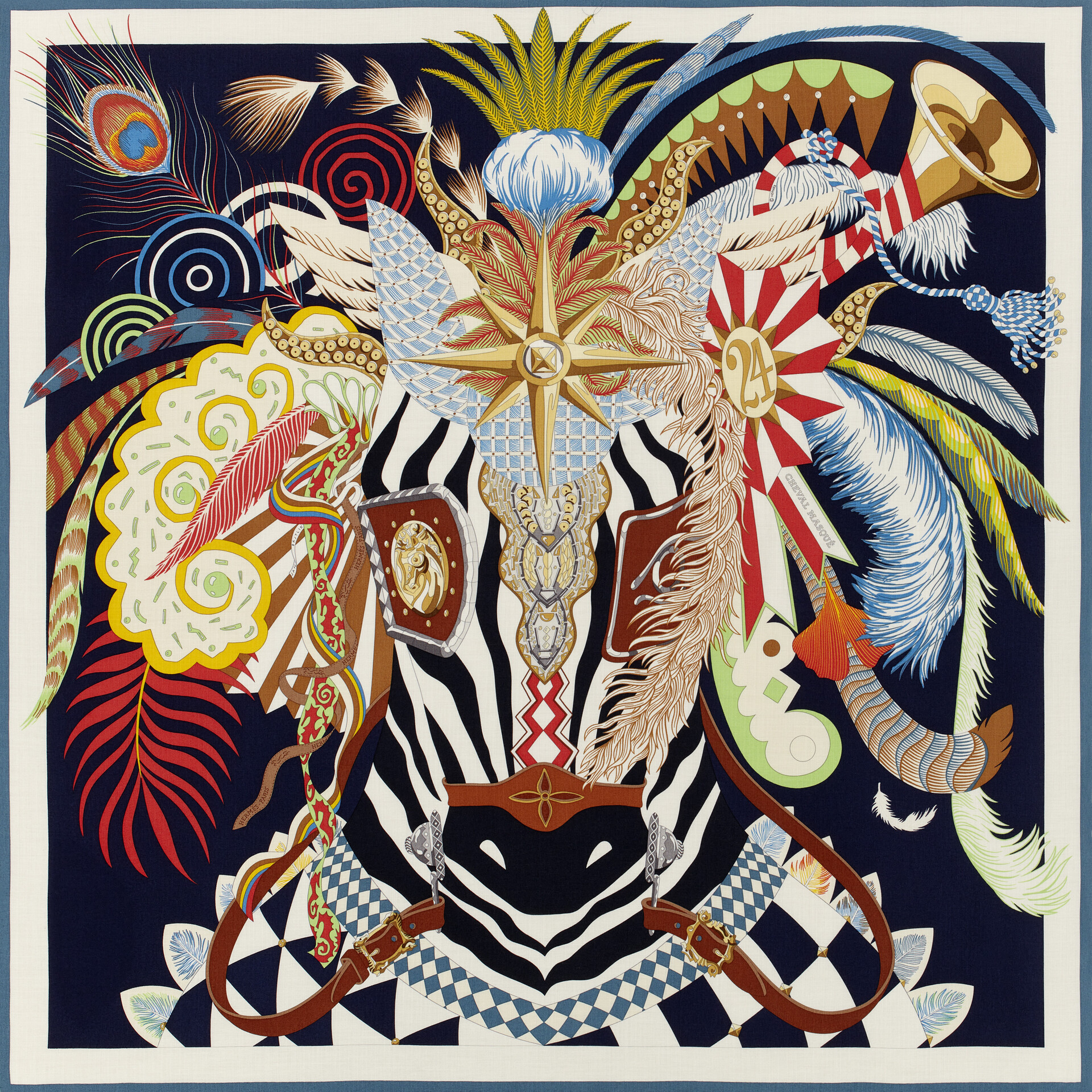 "Cheval Masque", Herm&egrave;s scarf, 140 x140 cm, cashmere and silk, 2025