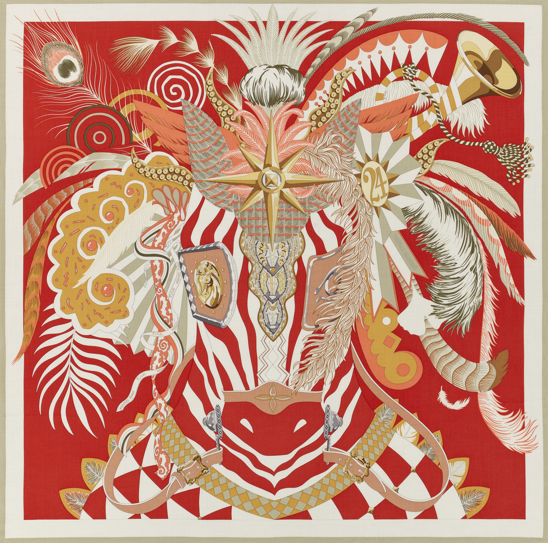 "Cheval Masque", Herm&egrave;s scarf, 140 x140 cm, cashmere and silk, 2025