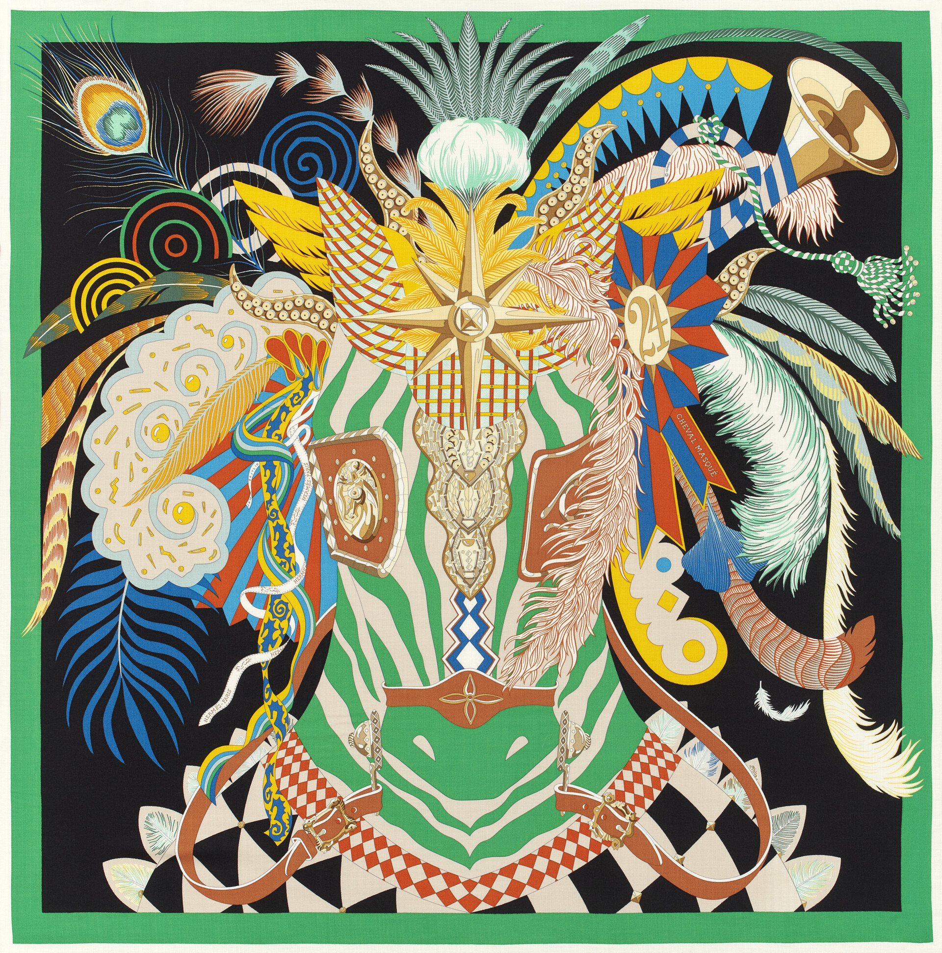 "Cheval Masque", Herm&egrave;s scarf, 140 x140 cm, cashmere and silk, 2025